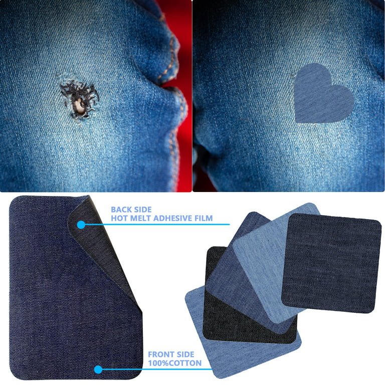 Two jeans repair patches, Iron on blue jeans patch - Studio Koekoek