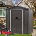 thumbnail image 2 of Outdoor Storage Shed, 6 x 4 FT Outside Metal Garden Shed with Large Window and Lockable Door, Waterproof Tool Shed for Backyard Patio, Lawn and Garden (Gray), 2 of 16