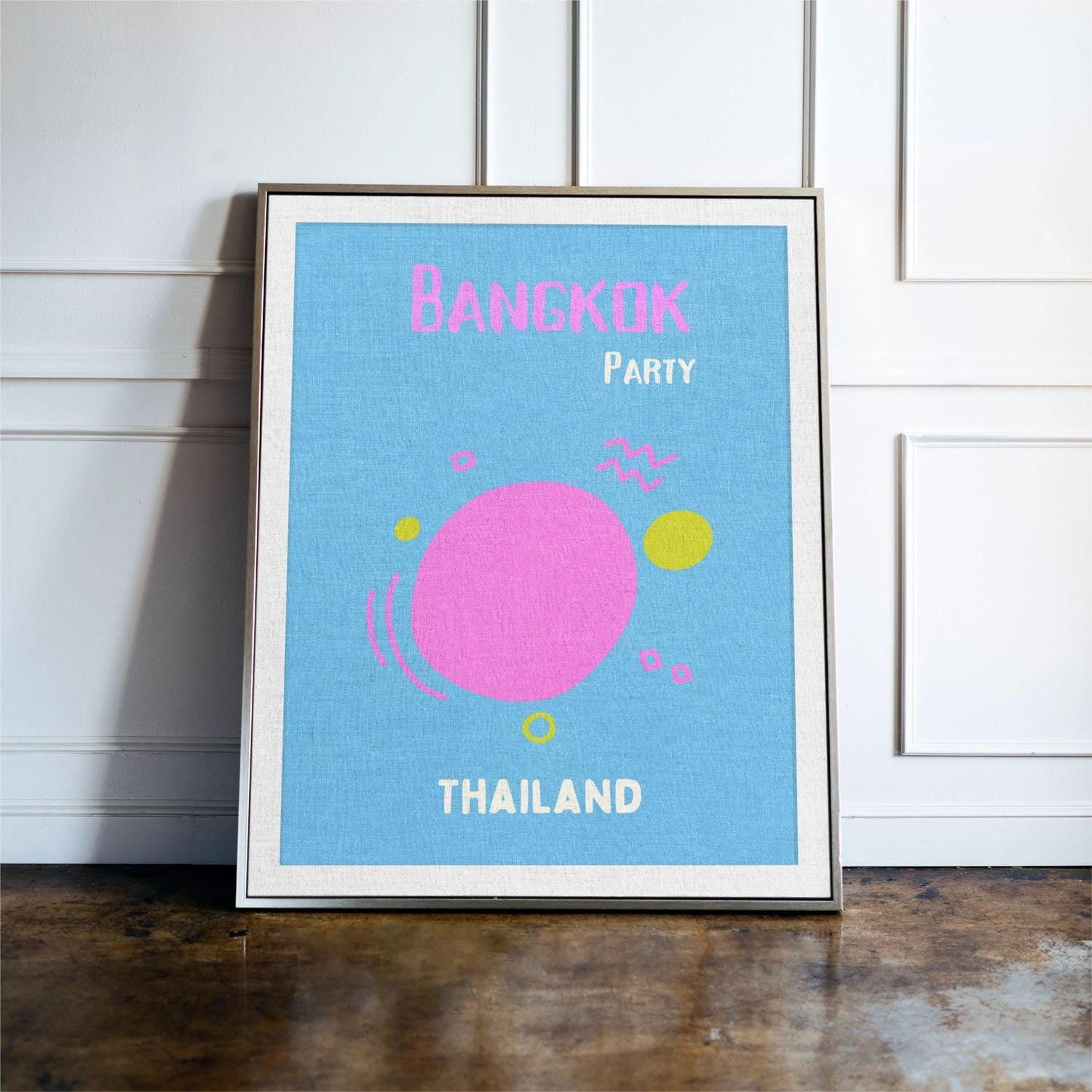 Bangkok Thailand Travel Colourful Abstract Party Modern City Bright For Travelers Travel Wall Art Poster , Poster Print Only