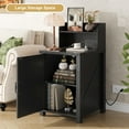 thumbnail image 3 of Miniyam Farmhouse Nightstand with Charging Station, USB Ports, Adjustable Storage for Bedroom, Black, 3 of 7