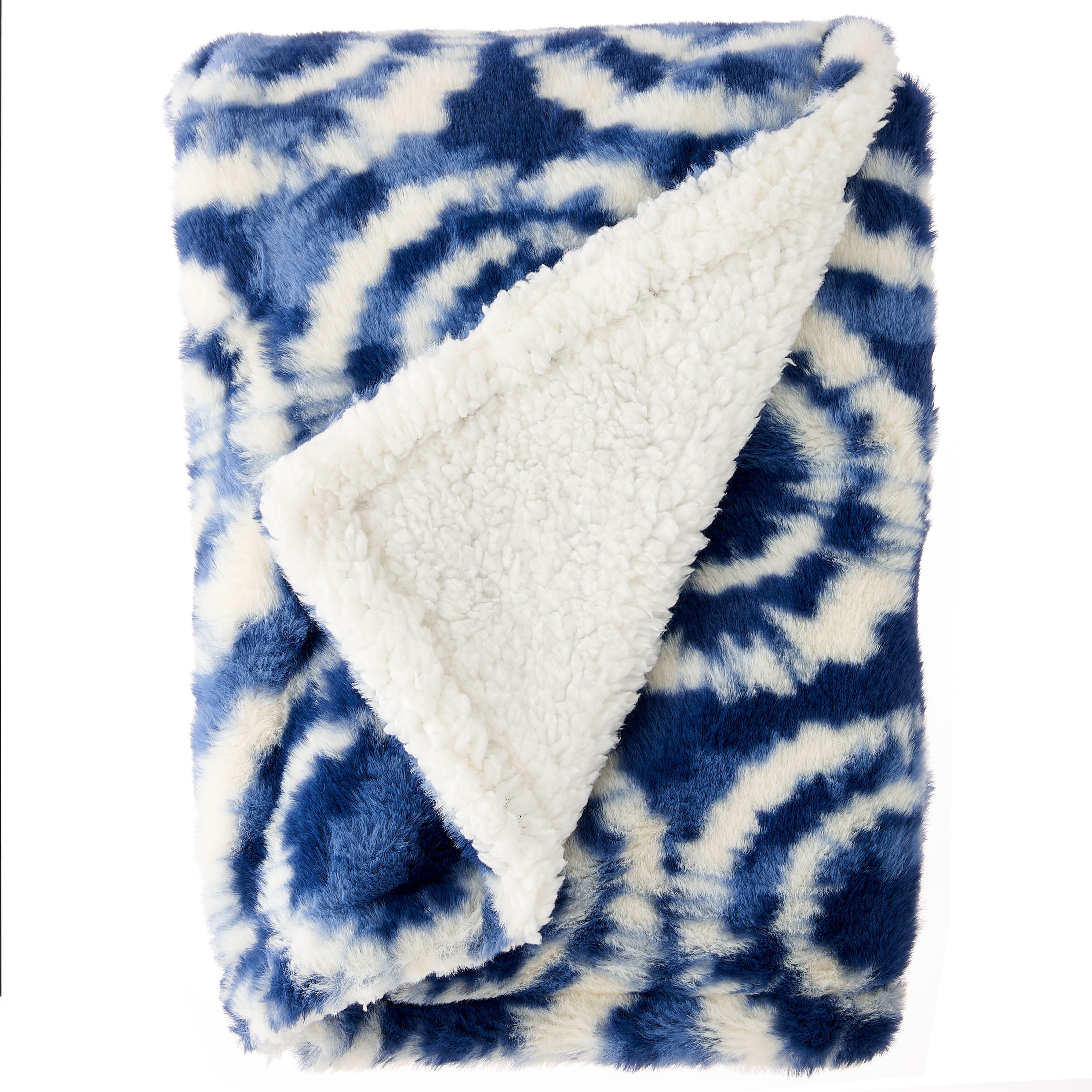 Parent's Choice Plush Blue Tie Dye Blanket with Faux Sherpa Lining for Toddler, 30" x 40"