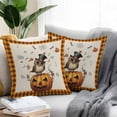thumbnail image 2 of Outdoor Waterproof Pillow Covers Halloween Owl Pumpkin Bat Decorative Throw Pillow Protectors,Spooky Orange Plaid Vintage Linen Pillowcase Cushion Cases for Patio Sofa Garden Couch,16x16in,Pack of 2, 2 of 9