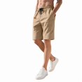 thumbnail image 4 of Men'S Casual Shorts Elastic Waist Shorts Summer Beach Drawstring Shorts with Pockets Khaki S, 4 of 8