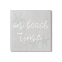 On Beach Time Starfish Phrase Coastal Graphic Art Gallery Wrapped Canvas Print Wall Art