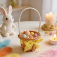 thumbnail image 6 of HuiXinOu Easter Mini Handheld Woven Flower Basket, Round Design Arrangement Vase with Faux Greenery, Multi-Purpose Woven Storage Basket for Easter and Home Daily Decor, 6 of 6