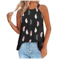 thumbnail image 2 of SDNall Womens Printed Round Neck Pullover Fashionable Casual Round Neck Strap Button Top, 2 of 9