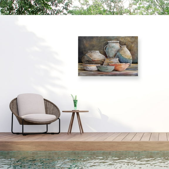 Jean Plout 'Clay Pottery Still Life 1' Outdoor All-Weather Wall Decor