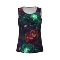 thumbnail image 3 of Picia Red And Green Carnation Pattern Women's Workout Tank Top,Breathable Activewear,Slim Fit Athletic Top,Versatile Workout Moisture-wicking top-Medium, 3 of 9