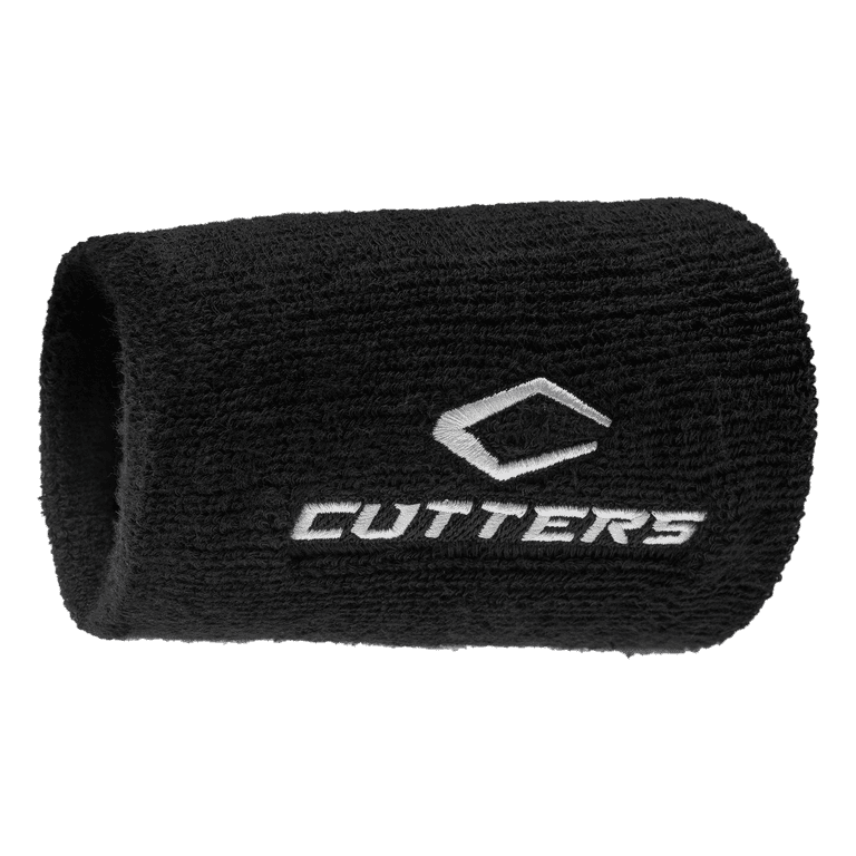 Cutters Mini Triple Playmaker Wristband, Terrycloth, Black