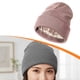 thumbnail image 5 of Gorro de punto de invierno con forro de satén y diseño con puños, suave, unisex Rosa, 5 of 6