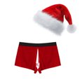 thumbnail image 2 of CHICTRY Ensemble de Noël pour Hommes Tenues de Père Noël 2 Pcs Boxeurs Rouges Shorts de Vacances avec Chapeau C Rouge TG, 2 of 7
