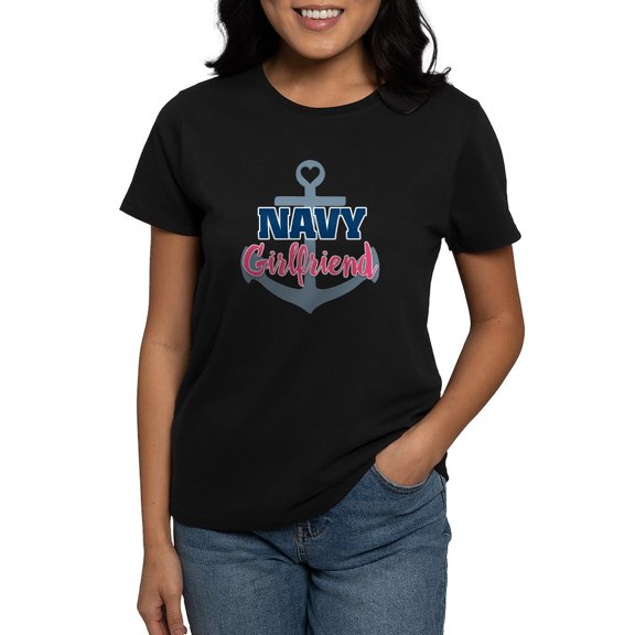 CafePress - US Navy Girlfriend Women's Dark T Shirt - Women's Traditional Fit Dark T-Shirt