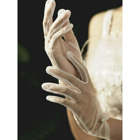 XINDUO-White Sheer Short Lace Gloves Wedding Tea Party Gloves for Women