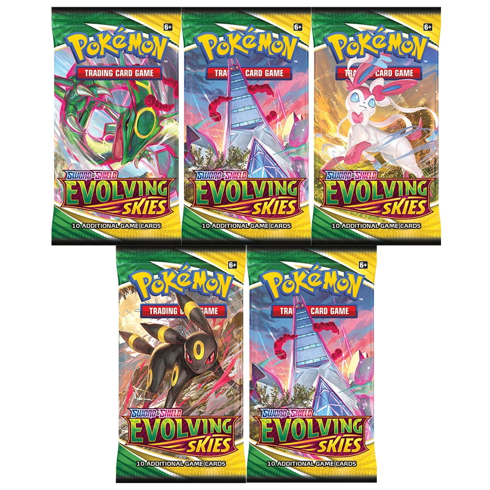 Pokemon Cards Sword & Shield Evolving Skies BOOSTER PACKS (5 Pack