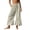 Beige, variant on Women Drawstring Ruffled Hem Wide Leg Pants Elastic Smocked Waist Loose Draped Cut for Patio Tea Parties And Afternoon Backyard Socials White XXL