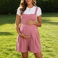 thumbnail image 2 of Hpgjzj Maternity Short Overalls Adjustable Straps Cotton Blend Loose Fit Casual Pregnancy Romper with Pockets, 2 of 7