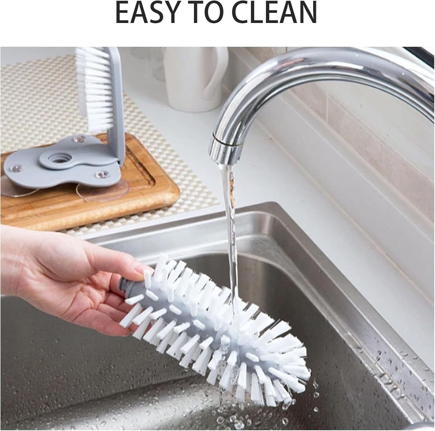 Emboadlie Double-Sided Cup Cleaner,Sink Suction Cup Cleaning Brush, Detachable Dual-in-one Glass Cleaning Brush,Water Bottle Cleaner Brush, with Suction Base for Home or Kitchen Sink Tools
