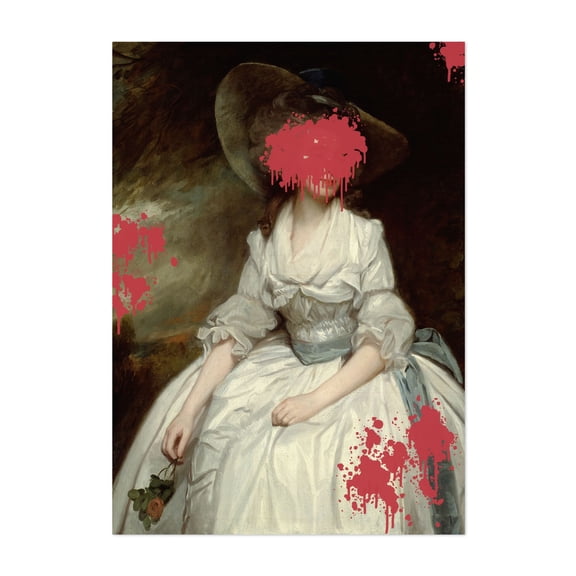 Renaissance Red Splash - Altered Art - Photography Surrealism Gothic Modern Art Creepy Abstract Pop Art Victorian Unframed Wall Art Print 4 x 6 inches