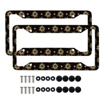 Renewold Sun Star Gold Car License Plate Frame Stainless Steel License Plate Holder Rust-proof License Plate Frames for Women Men, Set of 2