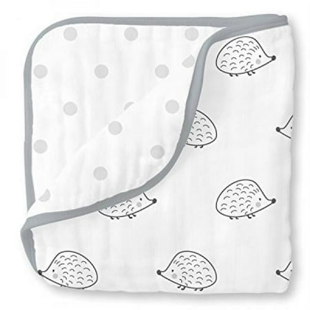 UPC: 0817606020208 | SwaddleDesigns 4-Layer Muslin Luxe Blanket Cuddle & Dream Hedgehog and Dots