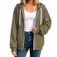 thumbnail image 3 of Women's Full Zip Hoodie, Oversized Long Sleeve Hooded Sweatshirt with Pockets, Casual Lightweight Zip Up Jacket, 3 of 7