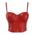 thumbnail image 2 of Agkizg Faux Leather Solid Cami Summer Stretchy Versatile Korean Style Bustier Vests (Women's or Women's Plus), 2 of 5