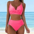 thumbnail image 2 of Wioihee Women High Waisted Bikini Sets Two Piece Swimsuit Push Up Twist Front Ruched Bathing Suit Hot Pink 10(XL), 2 of 7