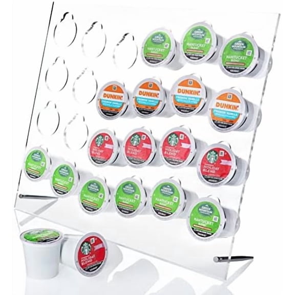 Acrylic K Cup Holder For Counter Clear Modern Coffee Pods Holders - 24 K Cup Storage Organizer Stand for Home, Office, Kitchen Counter - Elegant Keurig Pod Holder Gift.