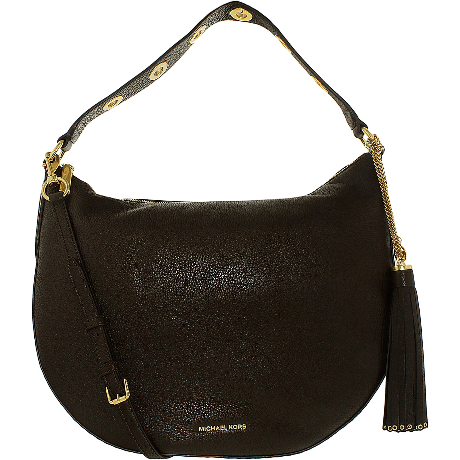 Michael Kors Women&#39;s Large Brooklyn Convertible Leather Leather Shoulder Bag Hobo - Coffee ...