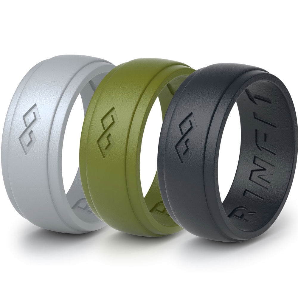 Rinfit - Mens Silicone Wedding Ring / Wedding Band - 3 Rubber Rings Pack - Rinfit