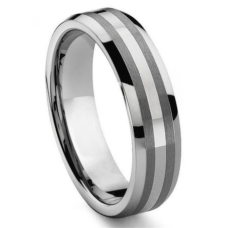 Titanium Kay 6MM Tungsten Carbide 14K White Gold Inlay Comfort Fit Wedding Band Ring Sz 10.0