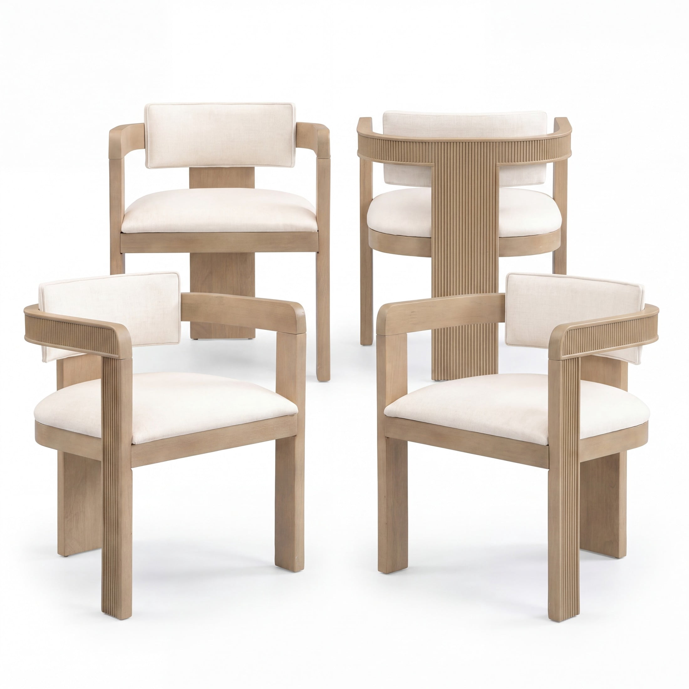 Christopher Knight Home Modern Upholstered Dining Chairs with Curved U-Back, Light Ash+Beige, Set of 4