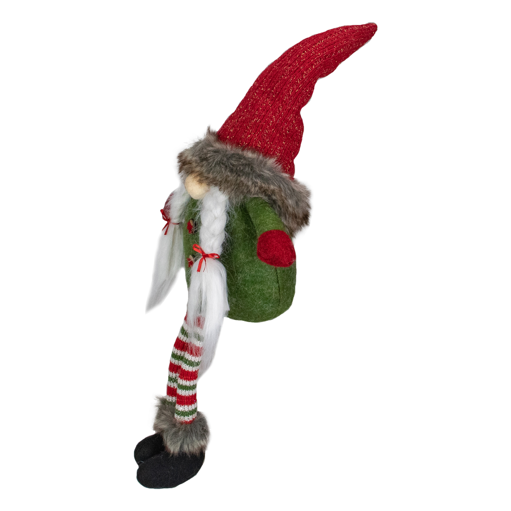 Northlight Sitting Female Gnome with Pigtails and Dangling Legs Christmas Figurine - 25"