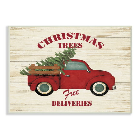 The Stupell Home Decor Collection Merry Christmas Vintage Tree Truck Oversized Wall Plaque