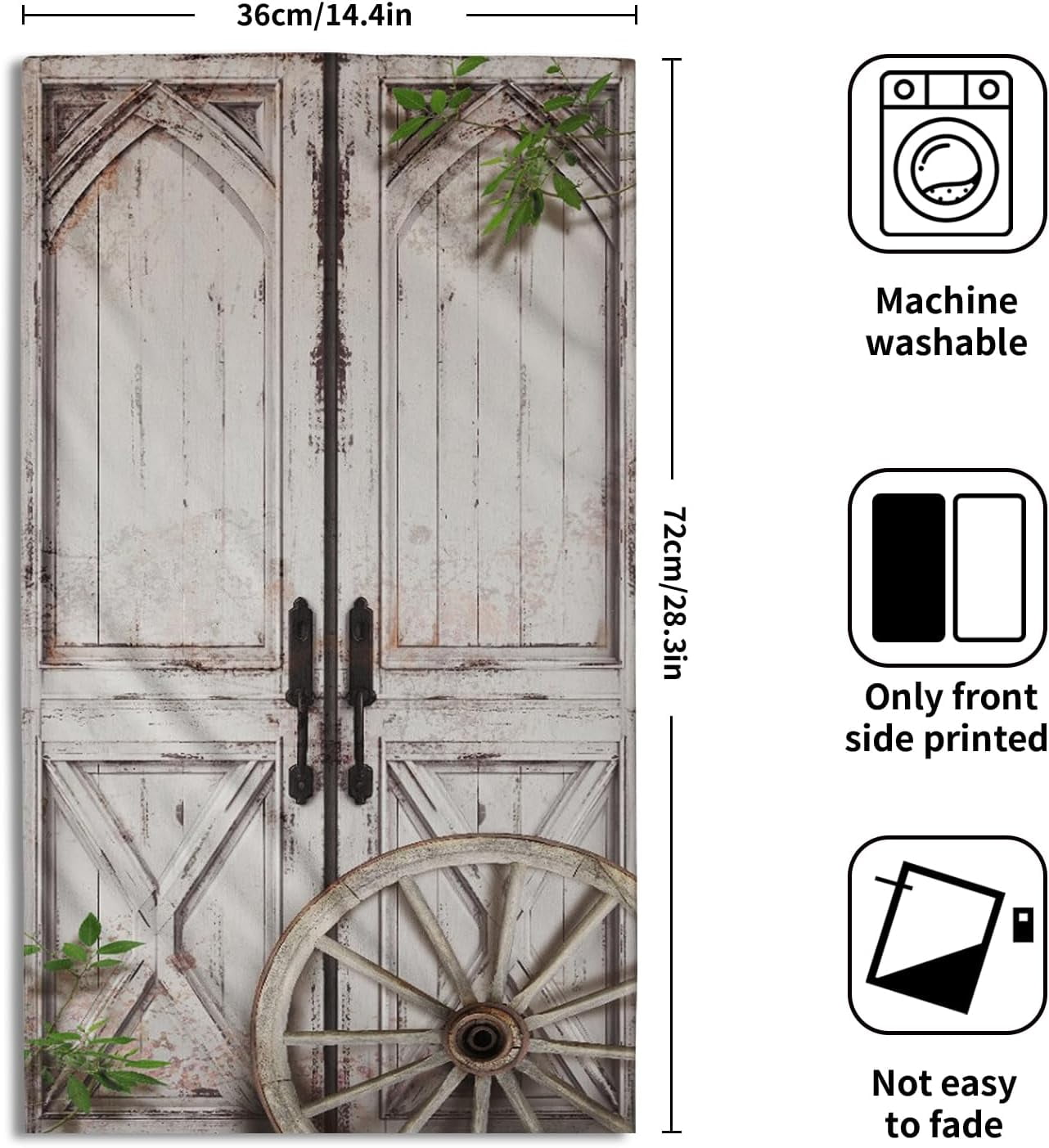 Rustic Wood Hand Towels Set of 2 Barn Door Dish Towels Soft Absorbent Decorative Fingertip Bath Towel for Bathroom Gym Hotel Home