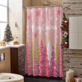 thumbnail image 3 of Pink Christmas Tree Bathroom Shower Curtain Merry Christmas Gold White Snow Pine Tree Waterproof Washable Shower Curtains for Bathtub Bath Decor with Grommets and Hook 66 X 72 Inch, 3 of 8