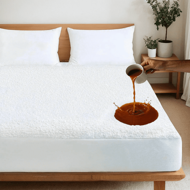 Amorosa Cubre Colchón Impermeable de Rizo Ultra Suave y Transpirable,Hipoalergénico(Blanco Queen-150*190*40cm)