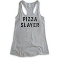thumbnail image 1 of Pizza Slayer Tank Top, Ladies Racerback Tank Top, Pizza Tank, Heather Gray, X-Large, 1 of 3