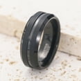 thumbnail image 4 of 8mm Tungsten Ring for Men Black Wedding Bands with Center Groove Beveled Edges Comfort Fit, 4 of 5