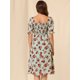 thumbnail image 5 of Vestido Midi Allegra K Fruncido Volantes Manga Corta Verde Talla L, 5 of 6