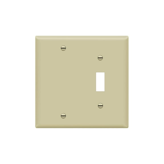ENERLITES Combination Toggle Switch/Blank Device Wall Plate, 2-Gang Light Switch Cover, Polycarbonate Thermoplastic, UL Listed, Ivory