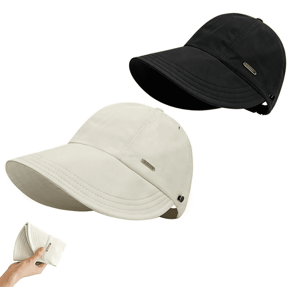 Whimsyard Sun Hat Women's Wide Brim Sun Visor Hat, Adjustable Ponytail Packable Cap for Outdoor Hiking Fishing