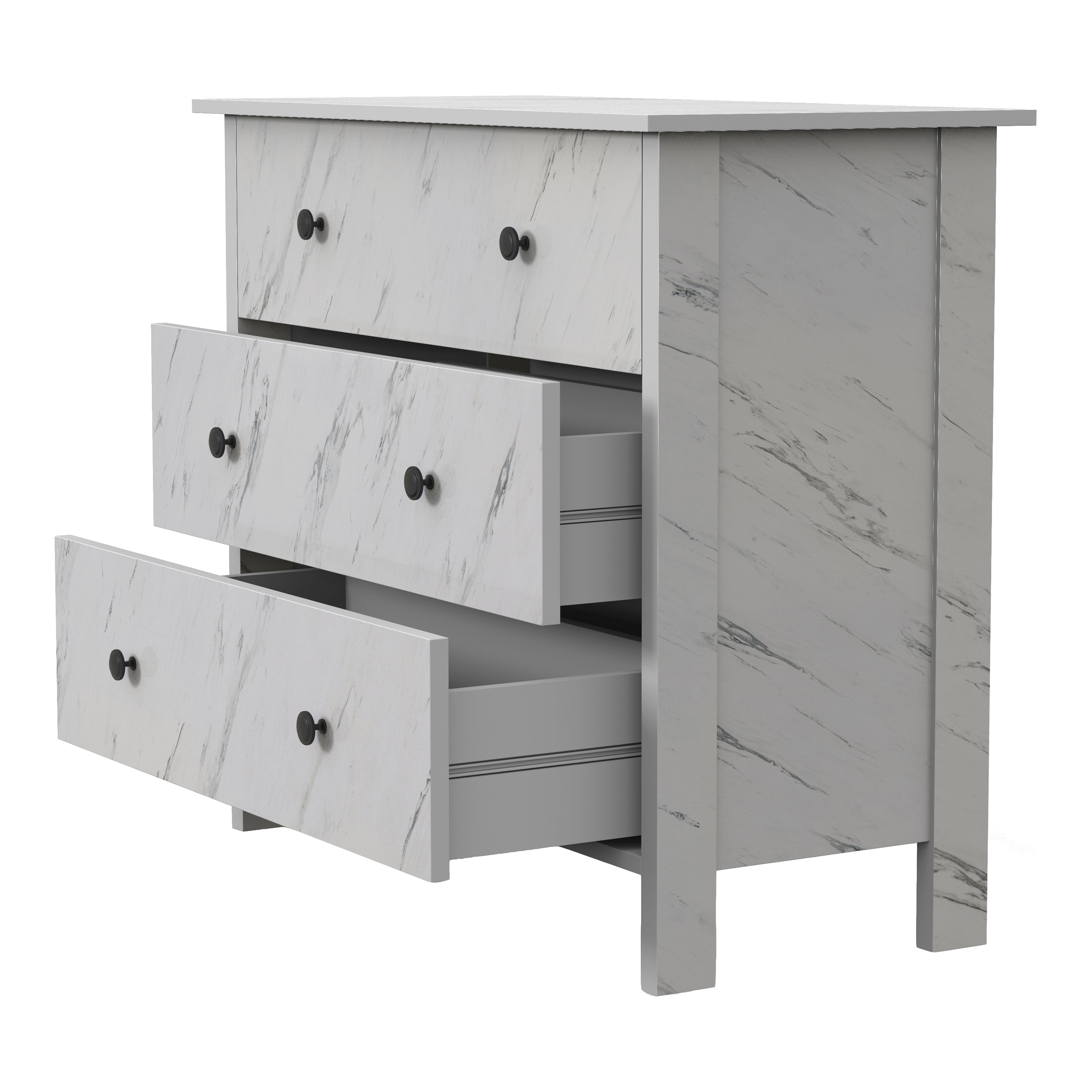 Furniture of America Tilde Adult Modern 3-Drawer Cabinet Vertical Dresser, Marble White