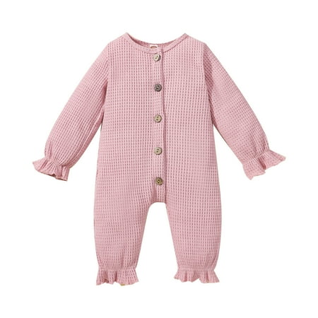 

Romper Girls Long Sleeve Winter Plaid Jumpsuit Outwear Pink Purple Baby Clothes