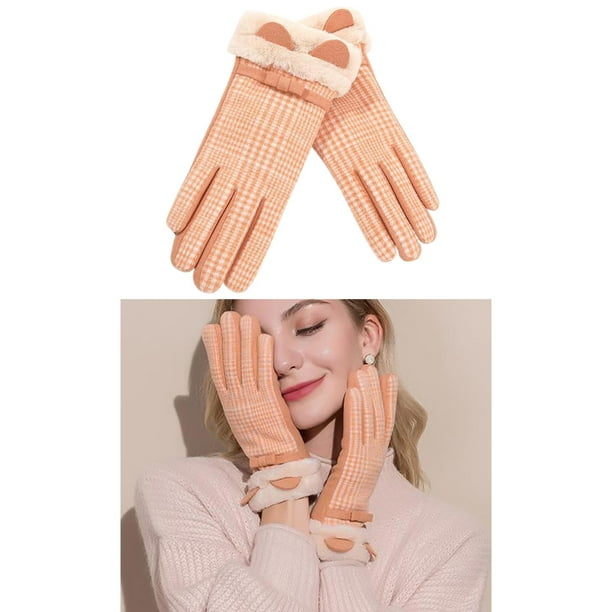 Guantes térmicos de invierno Yinane cálidos pantalla táctil mujer naranja
