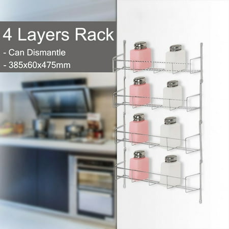 4 Tier Spice Rack Closet Organizer Over The Door Pantry Bottle Jar Organizer Bathroom Kitchen Cupboard Can Cabinet Home Shelf Storage Wall Mount