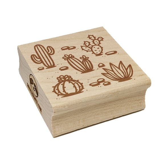 Cactuses Succulent and Stones Square Rubber Stamp Stamping Scrapbooking Crafting - Small 1.25in