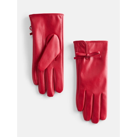 Time and Tru Women's Bow Gloves, Red, Sizes S/M-L/XL