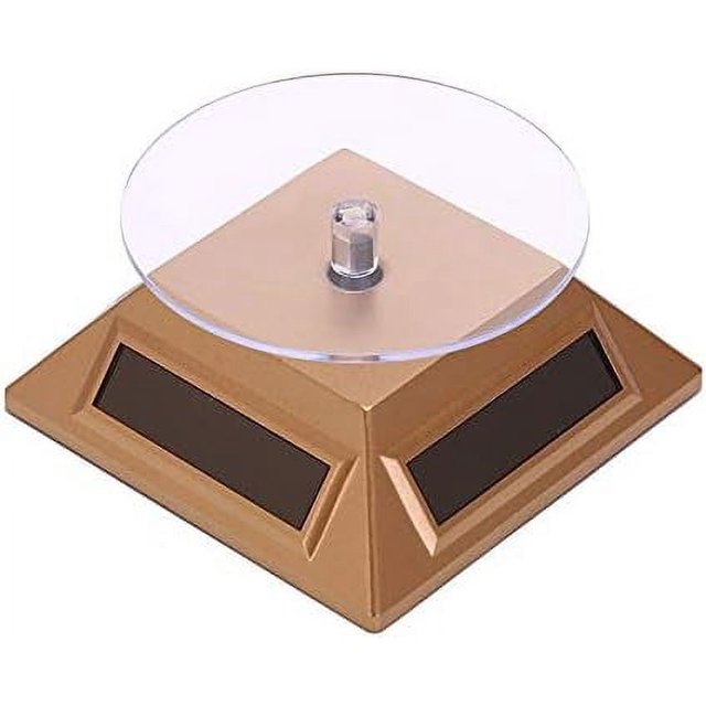 HUGFEGWE 360° Rotating Turntable Display Stand Double Used Solar or AAA Battery Powered for Jewelry Spinner Watch Collection Shelf CJB91-100718