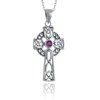 Sterling Silver Ruby Celtic Cross Necklace